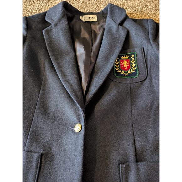 Academia 1970s rrrrRuss Navy Wool Blazer Women’s 14 | Gold Crest Button | Preppy - Picture 3 of 16